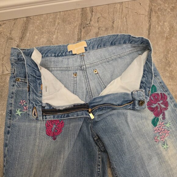 Rare MK Couture Italian Embroidered Jeans size 8 flowers hibiscus michael kors - Picture 6 of 12